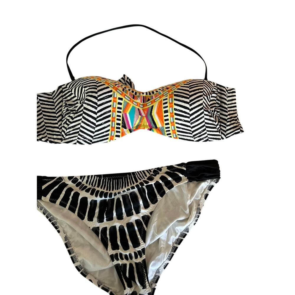 Trina Turk Bikini Top Bottoms Set Tribal Beach Boho Black Size 14 Bundle 3pieces - Picture 2 of 13